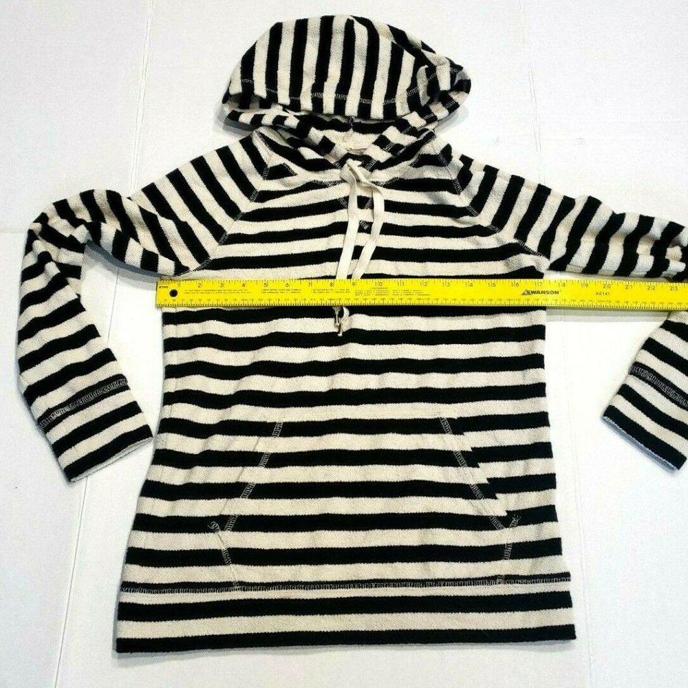 J Crew Cream Black Terry Pullover Hoodie Kangaroo - Picture 3 of 6